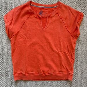 Pilcro Women's Bright Orange Short Sleeve V Neck Top size M